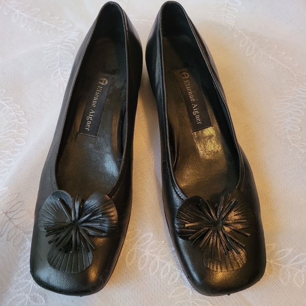 Etienne Aigner Gardener Leather Flats Black 5.5 M